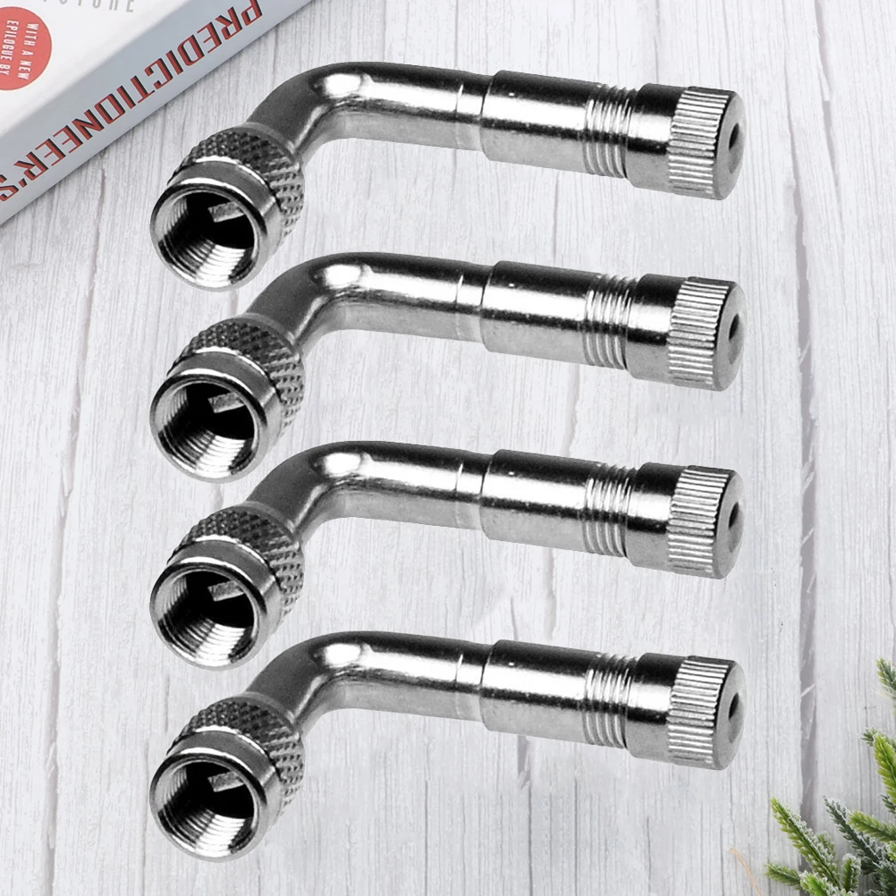 

4Pcs Tire Valve Extension Rods Stem Adapter 90Degree Car Truck Motorcycle RV Durable Metal Dust Cap Easy Installation