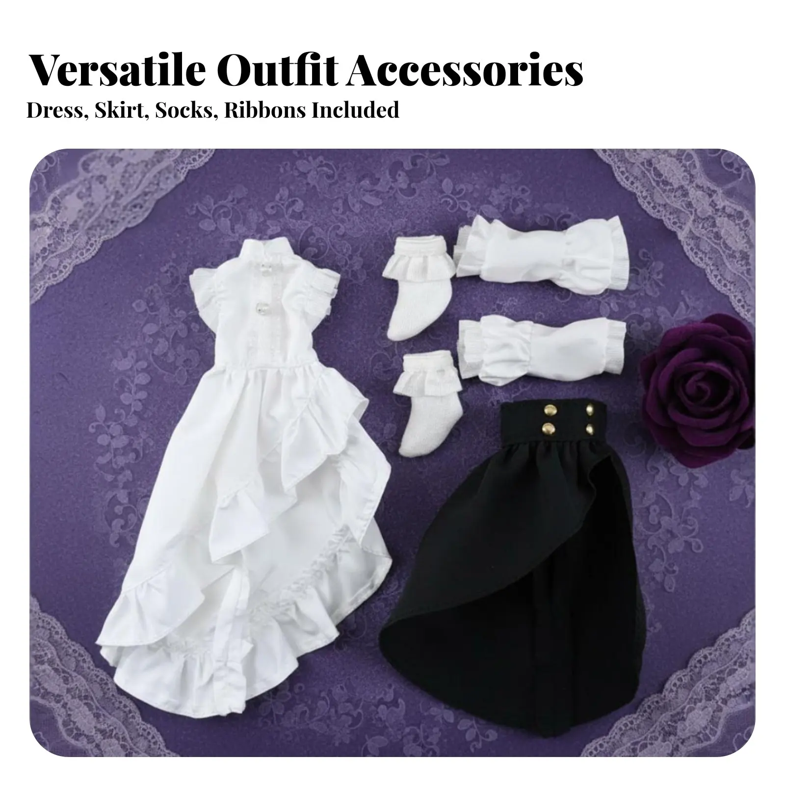 

BJD Doll Outfit Detailed Craftsmanship 1/12 Scale Doll Dress Ruffled High-Low Skirt Set Authentic Look Collectible Supplies