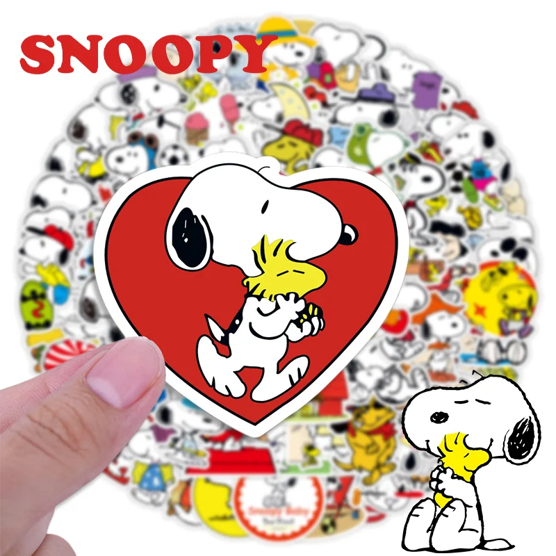 Pegatinas de Snoopy de dibujos animados para niños, calcomanías de grafiti de Anime mezcladas, para ordenador portátil, teléfono, botella, equipaje,