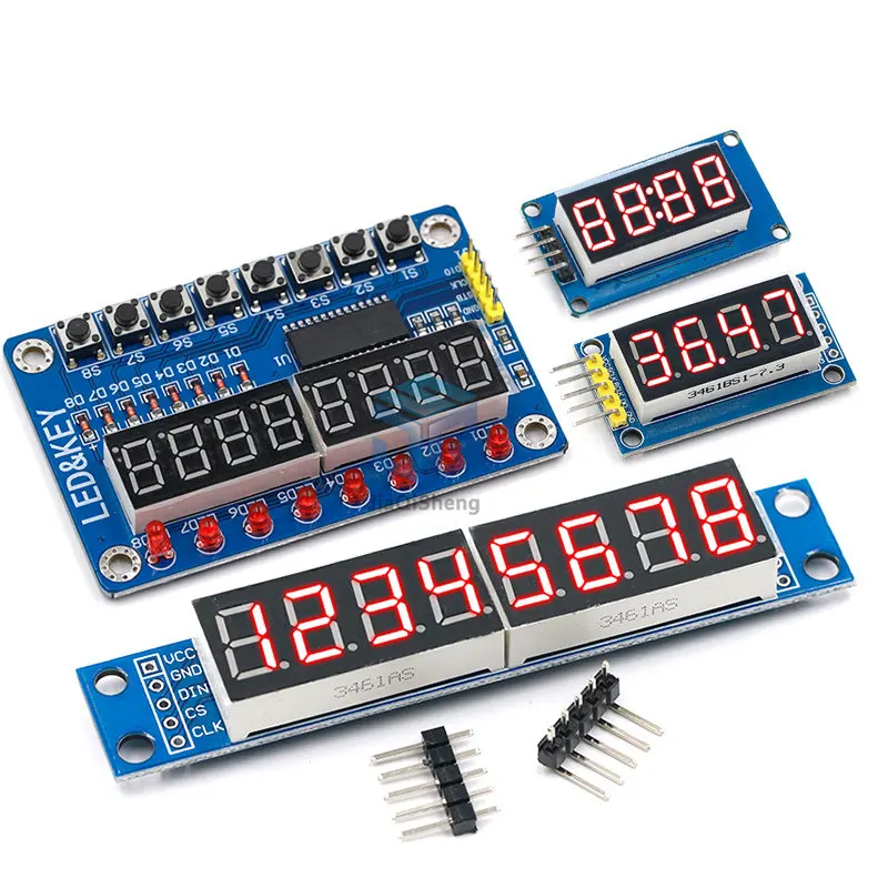 MAX7219 LED Dot Matrix 8 Digit Digital Tube Display Control Module For Arduino 3.3V 5V Microcontroller Serial Driver 7-segment