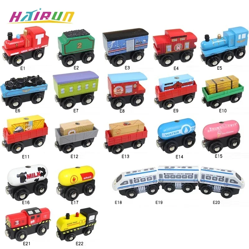 Wooden Magnetic Train Kids Train Toy Wooden Track Train Railway Vehicles Children Birthday Gifts James Anime Locomotive Car Toys