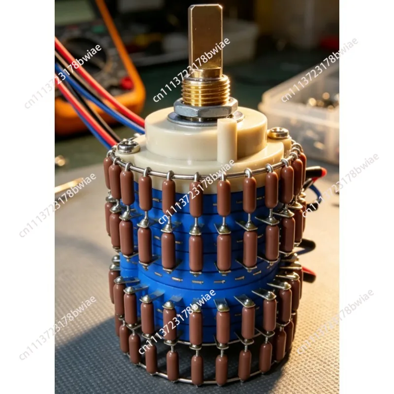 copper shaft 24-speed dual-channel all-brown L-type volume potentiometer. Attenuation: -65db~0db