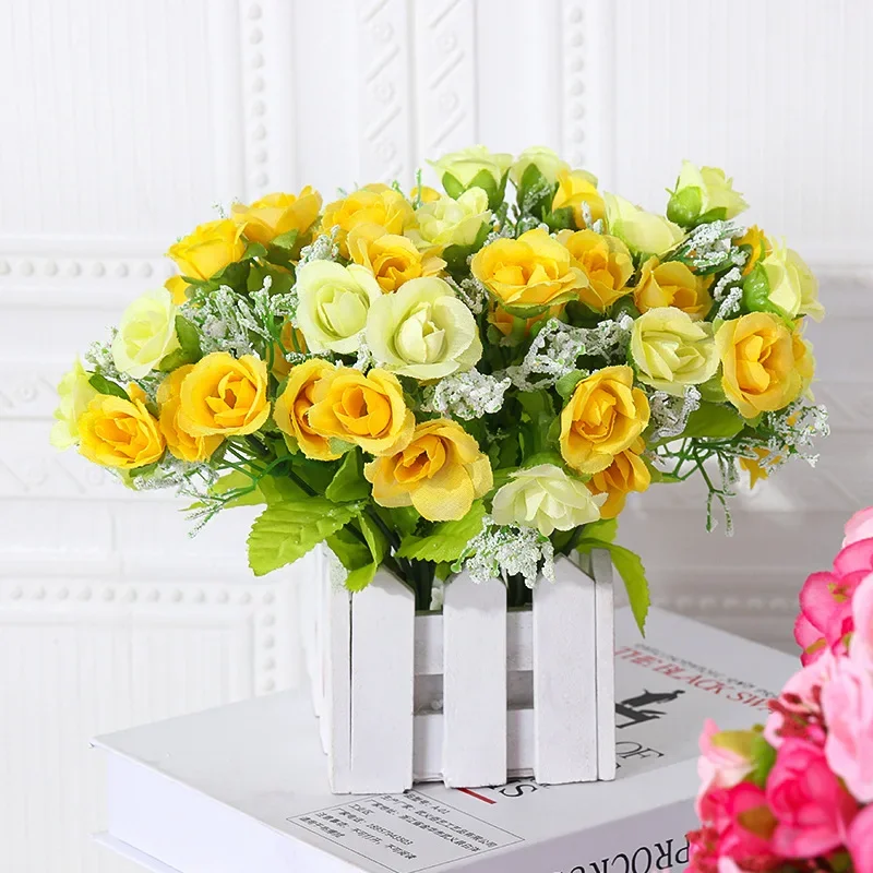 Simulated Rose Bouquet Home Decoration Small Rose Camellia Wedding Decoration Artificial Flowers Garden Decoration