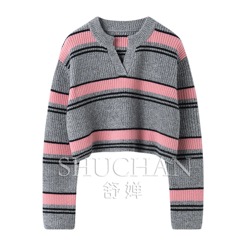 

100% Cashmere New Blusa Inverno Feminina Sueter Mujer Korean Fashion Long Sleeve Crop Top