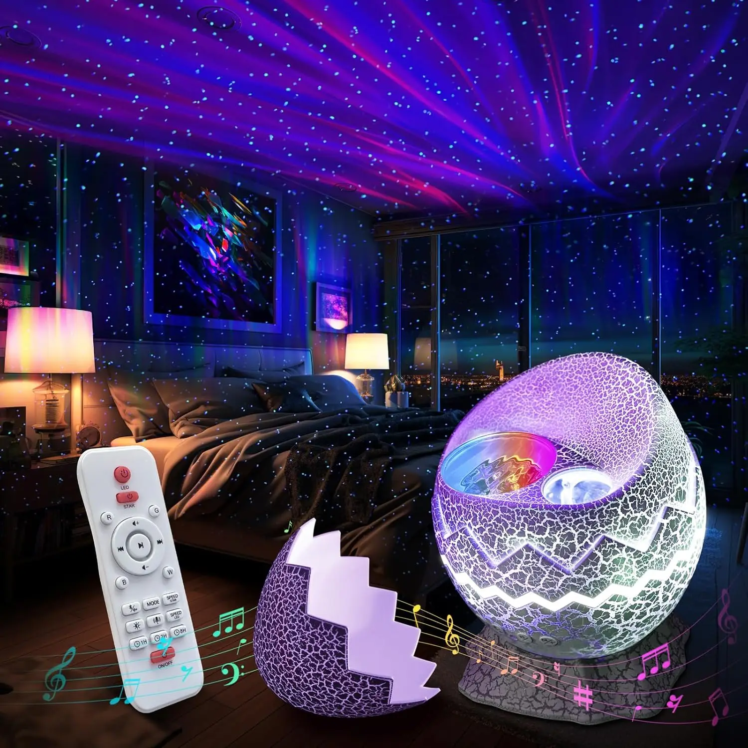 

Проектор Galaxy, LED-проектор звездного неба для спальни, уличный проектор освещения, светильник с белым шумом и Bluetooth-колонкой