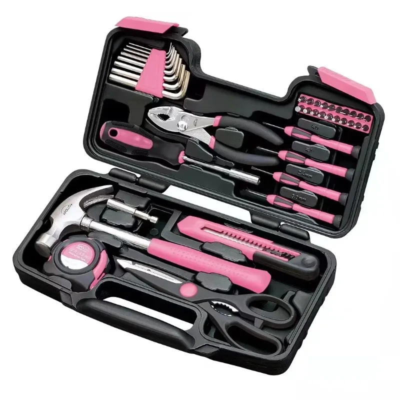 39-Piece pink full set of tool box sets DIY hand tool sets High-quality home repair tool sets