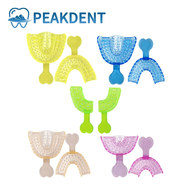 10PCS/Kit Dental Impression Trays Plastic Teeth Holder Trays Tools Autoclavable for Childrens Adults Small Middle Large