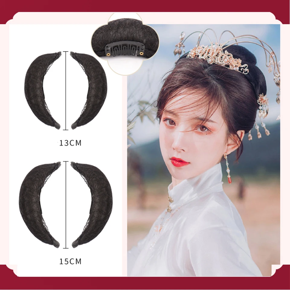 AOSI Synthetic Chinese Traditional Hanfu Wig Hair Bun Retro Black Chignon Fake Ancient Chinese Hair suit Bun Princess Cosplay