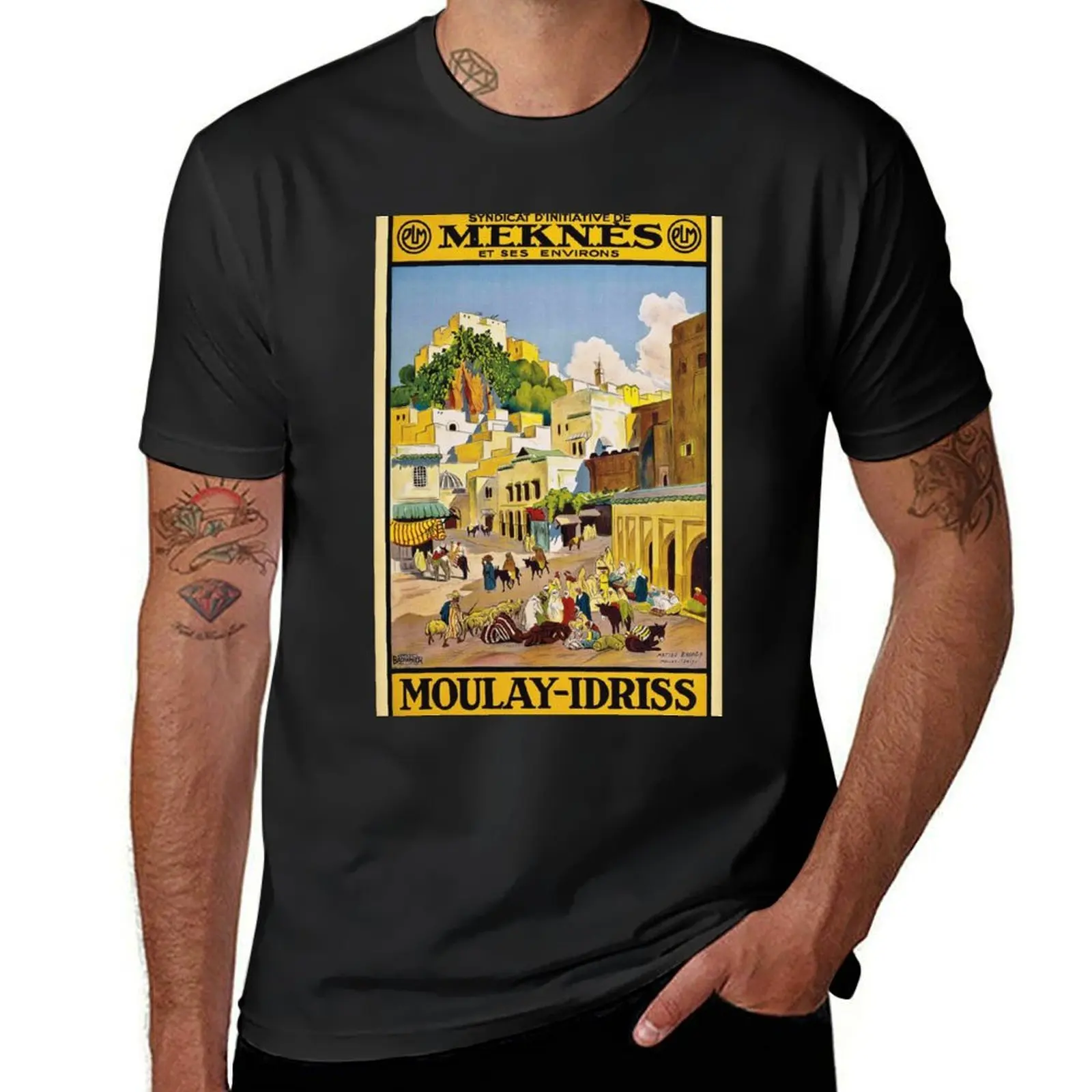 Vintage poster. Travel poster. Meknès T-Shirt plus sizes boys whites Men's t-shirt