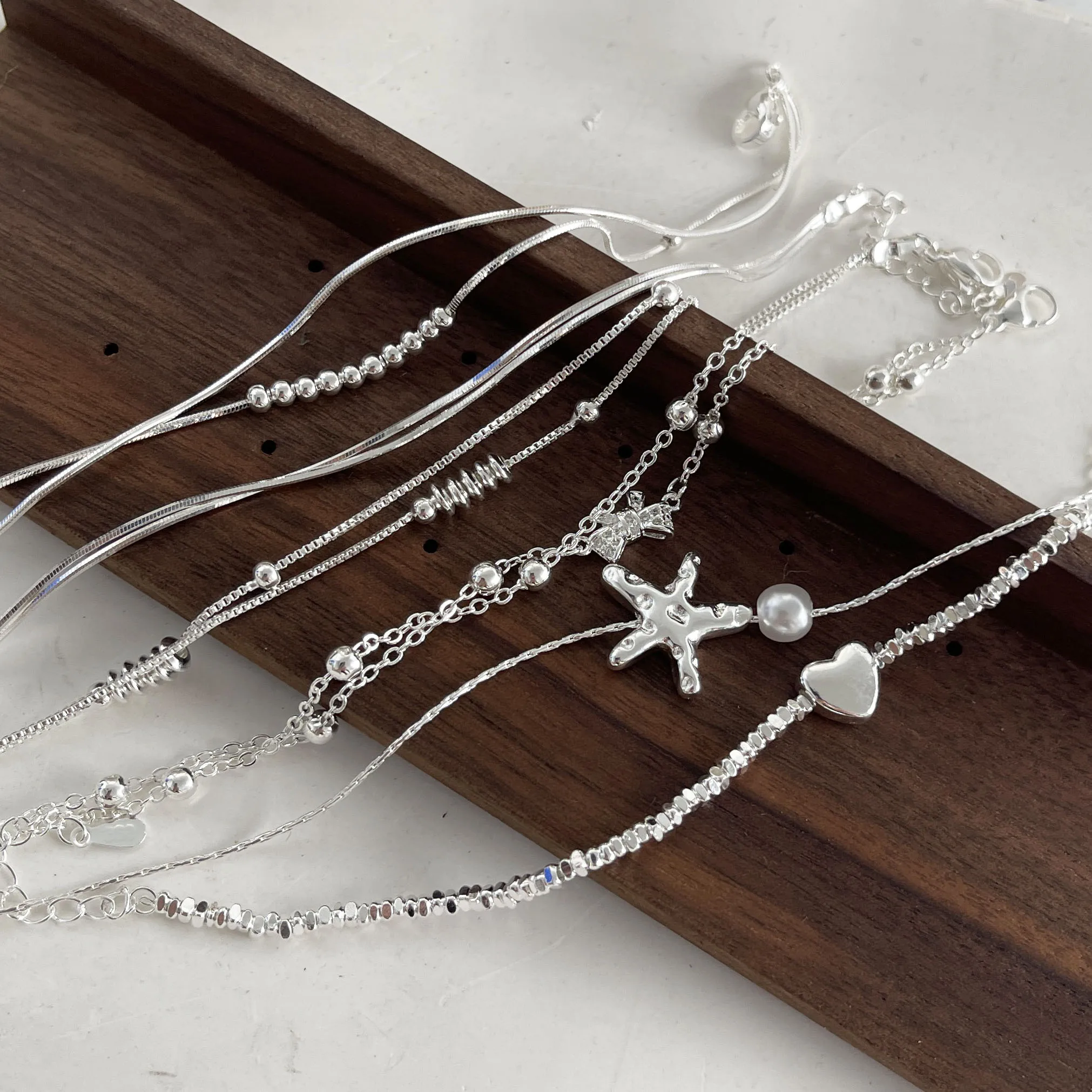 925 Sterling Silver Bracelets for Women Men String Accessories Trend Vintage heart Star Pendant Party Jewelry Gift