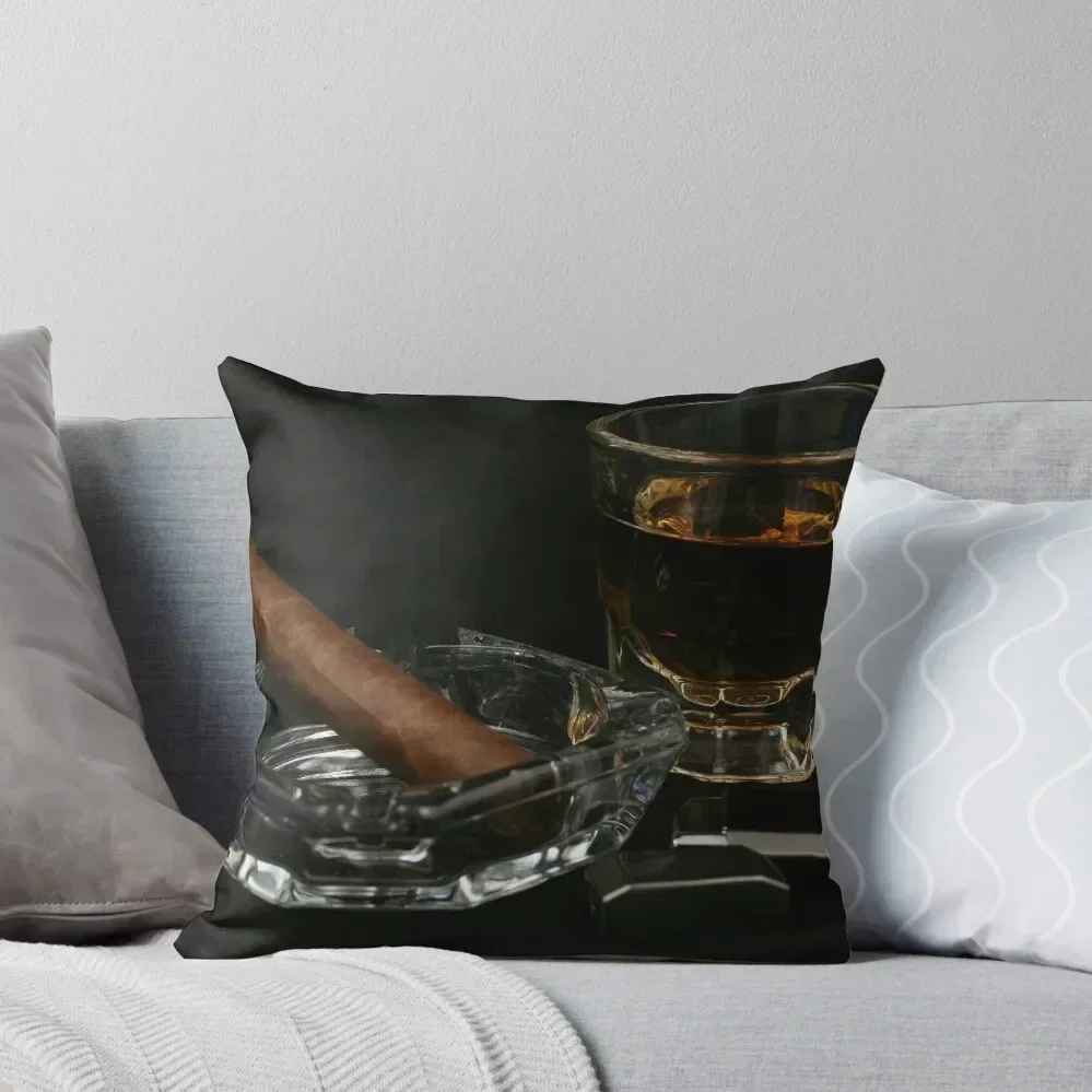 

Cigars and accessories on a black background Throw Pillow anime girl Covers For Sofas luxury decor pillow