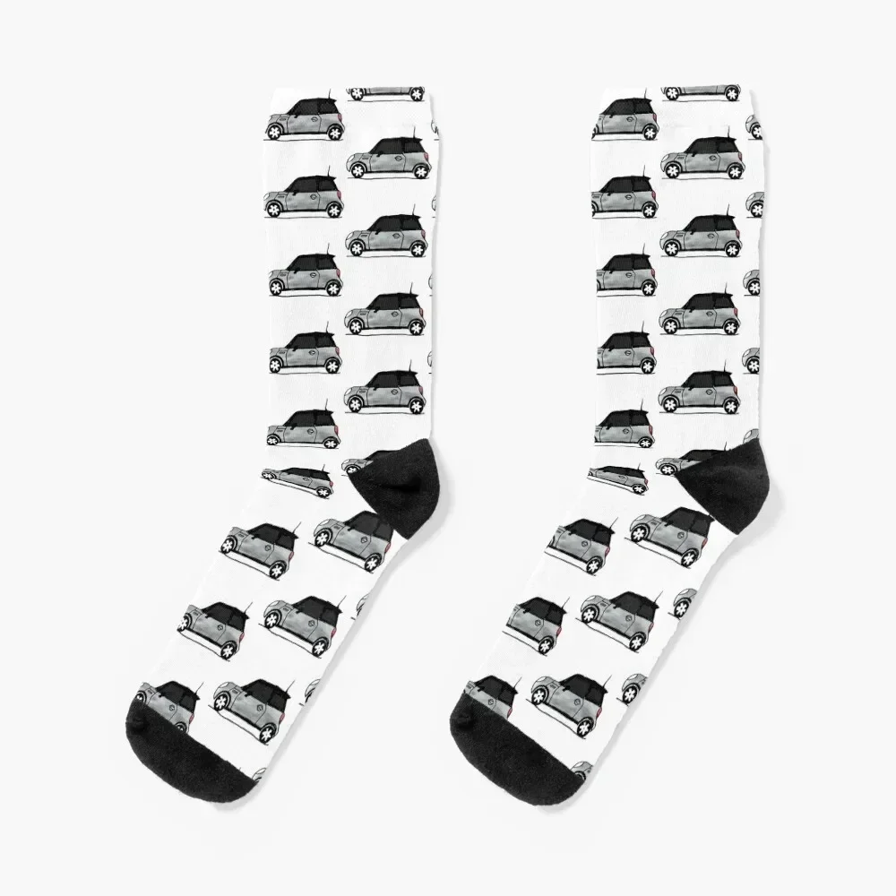 MINI 2-Door Hardtop - White Silver Socks aesthetic halloween loose winter Socks Woman Men's