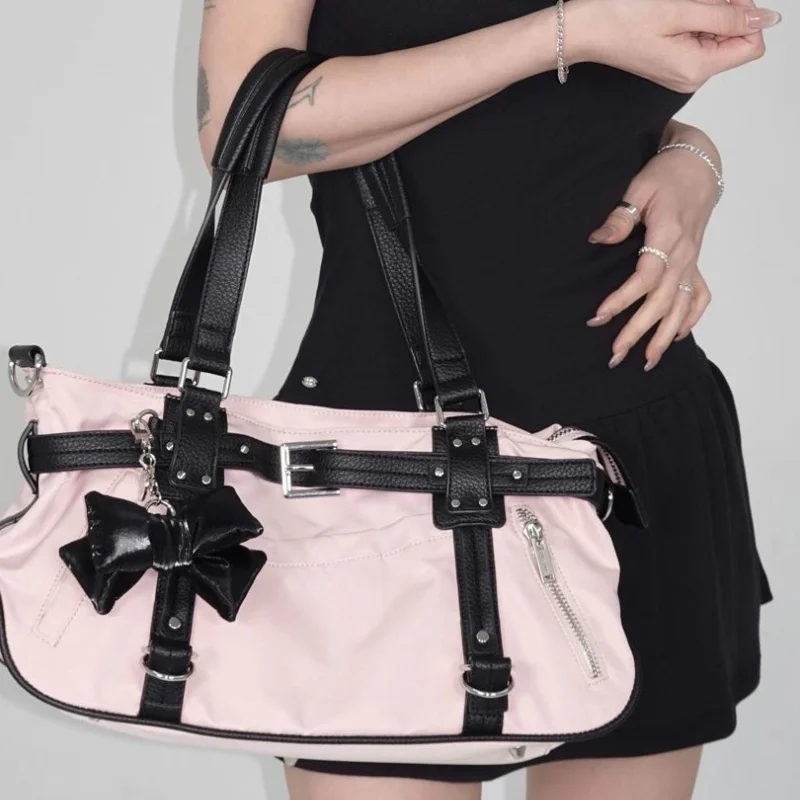 

Korean Niche Design Leather Buckle Bag Simple Travel Large Capacity Shoulder Crossbody Handbag