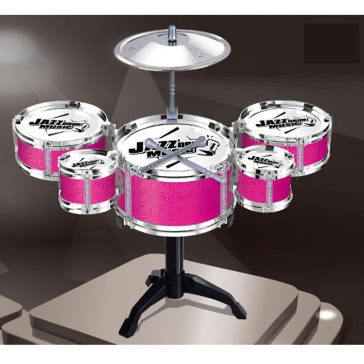 Drum Set Kit ABS Plastic Aluminium Kids Simulation Percussion Instrument Toys
