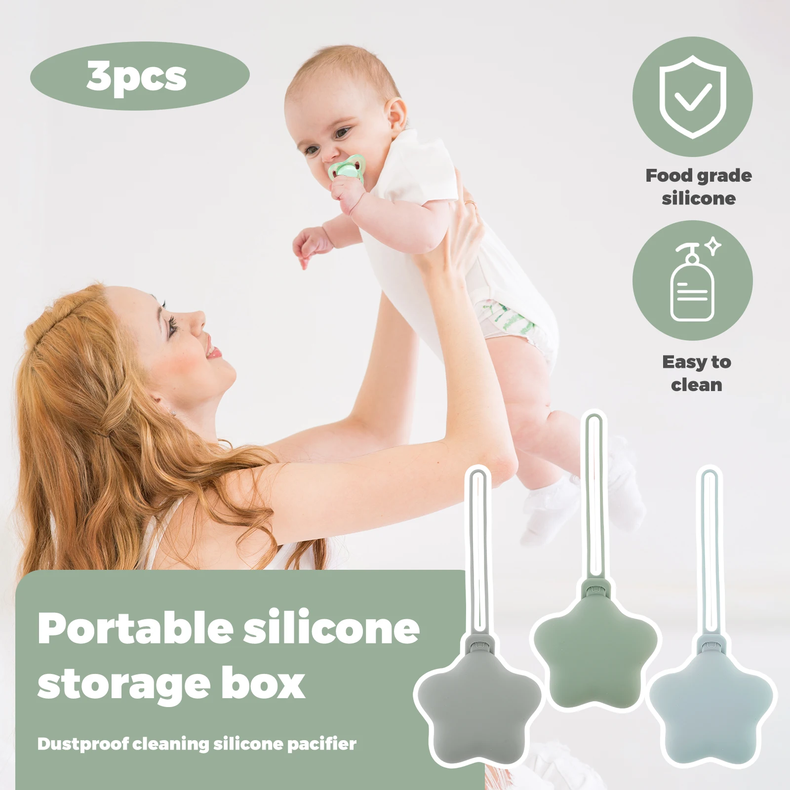 3Pcs Baby Pacifier Holder Sili - Pacifier Sterilizer Case ulasan dan harga