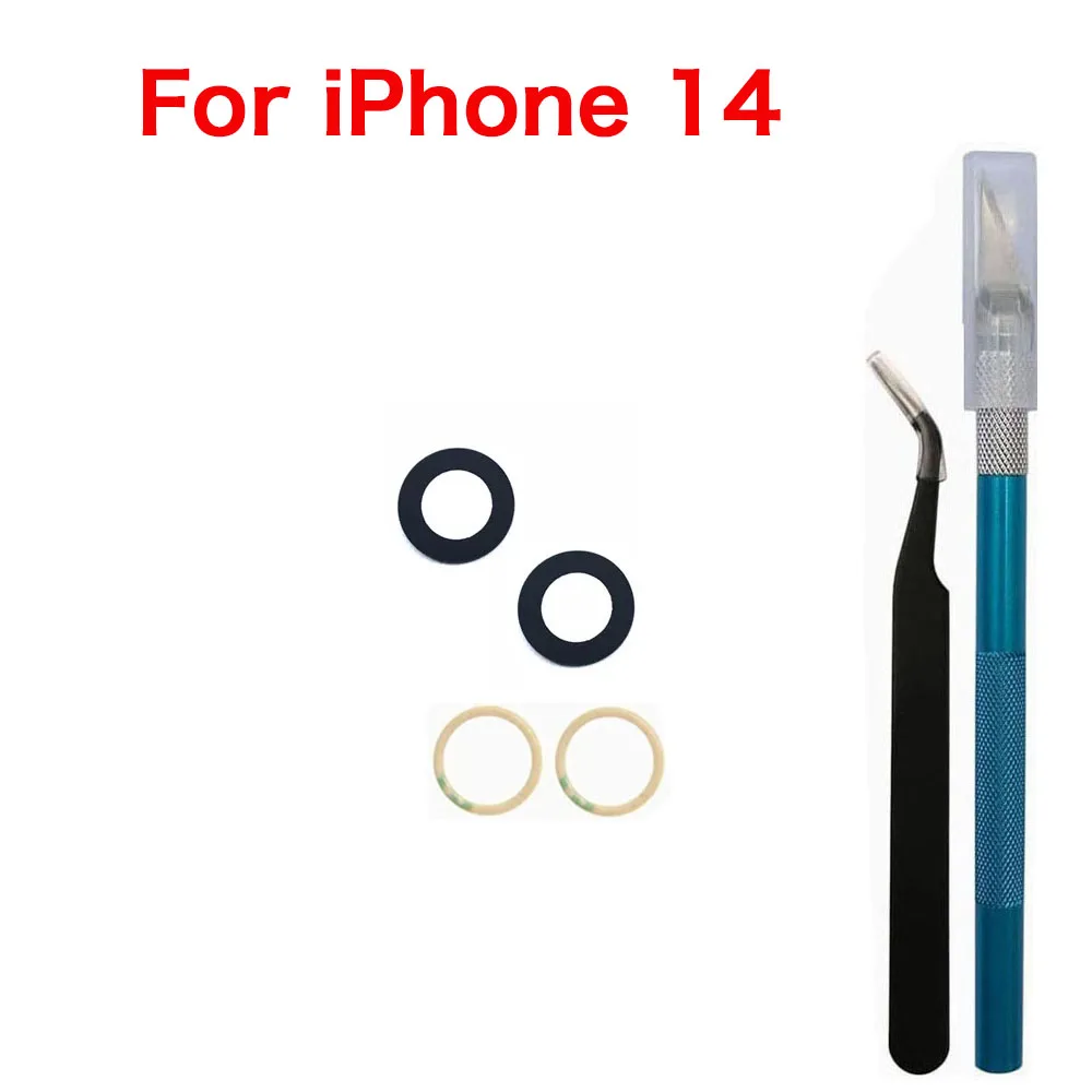 Reemplazo de cristal de cámara trasera para Apple iPhone 11 12 13 14 Mini Plus Pro Max con herramientas adhesivas y quitar