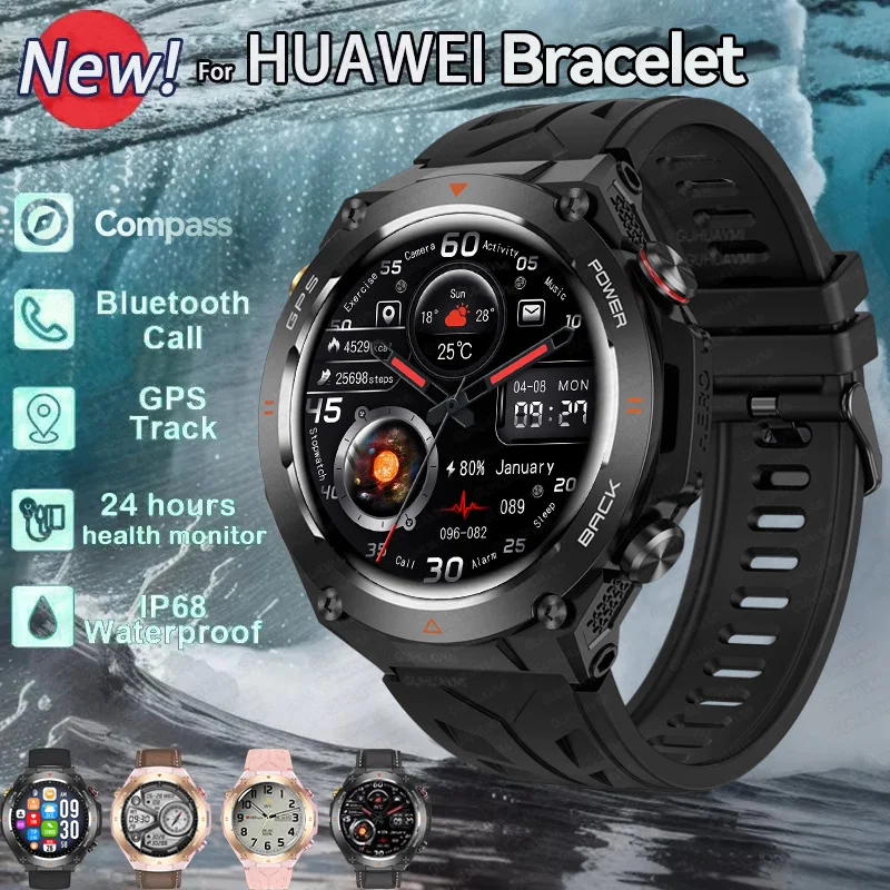 New GPS Sport Smartwatch Compass Flashlight Outdoors 3ATM Waterproof Clock 412*412 AMOLED Bluetooth Call Voice Assistant Watch