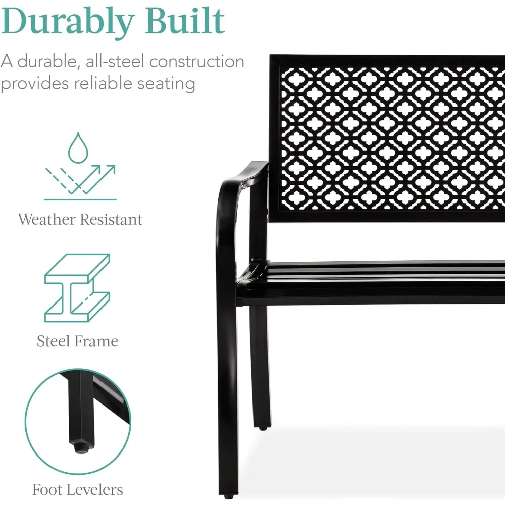 Banc d'extérieur en acier métallique, meubles pour jardin, porche, entrée géométrique, 2 hypothèques