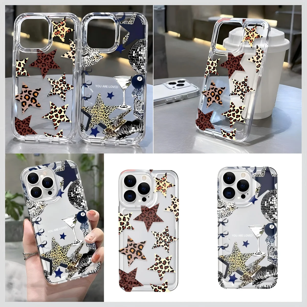 Leopard Star Phone Case for Samsung Galaxy S25 S24 S23 S22 S21 S20 S10 Note20 Note10 FE Ultra Plus 4G 5G Clear