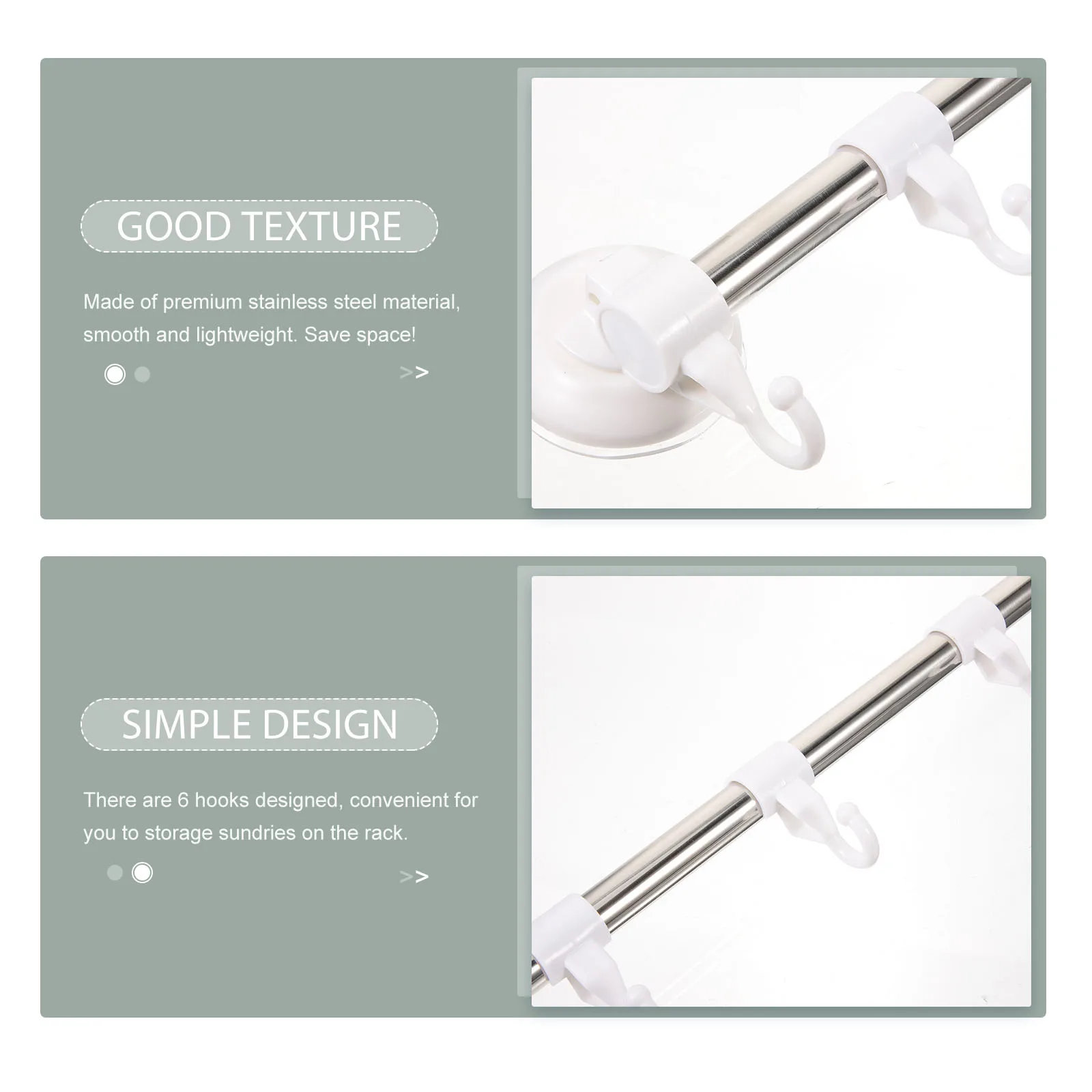 

6 Hooks Cup Towel Bar Stainless Steel Wall Mount Bathroom Kitchen Pot Mounted Utensil Hanger Pan Storage Rack
