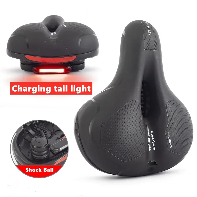 

Hollow Breathable Bicycle Saddle Men Women MTB Road Bike Saddle Shock Absorbing Comfortable Big Butt Bike Seat Safety Warning