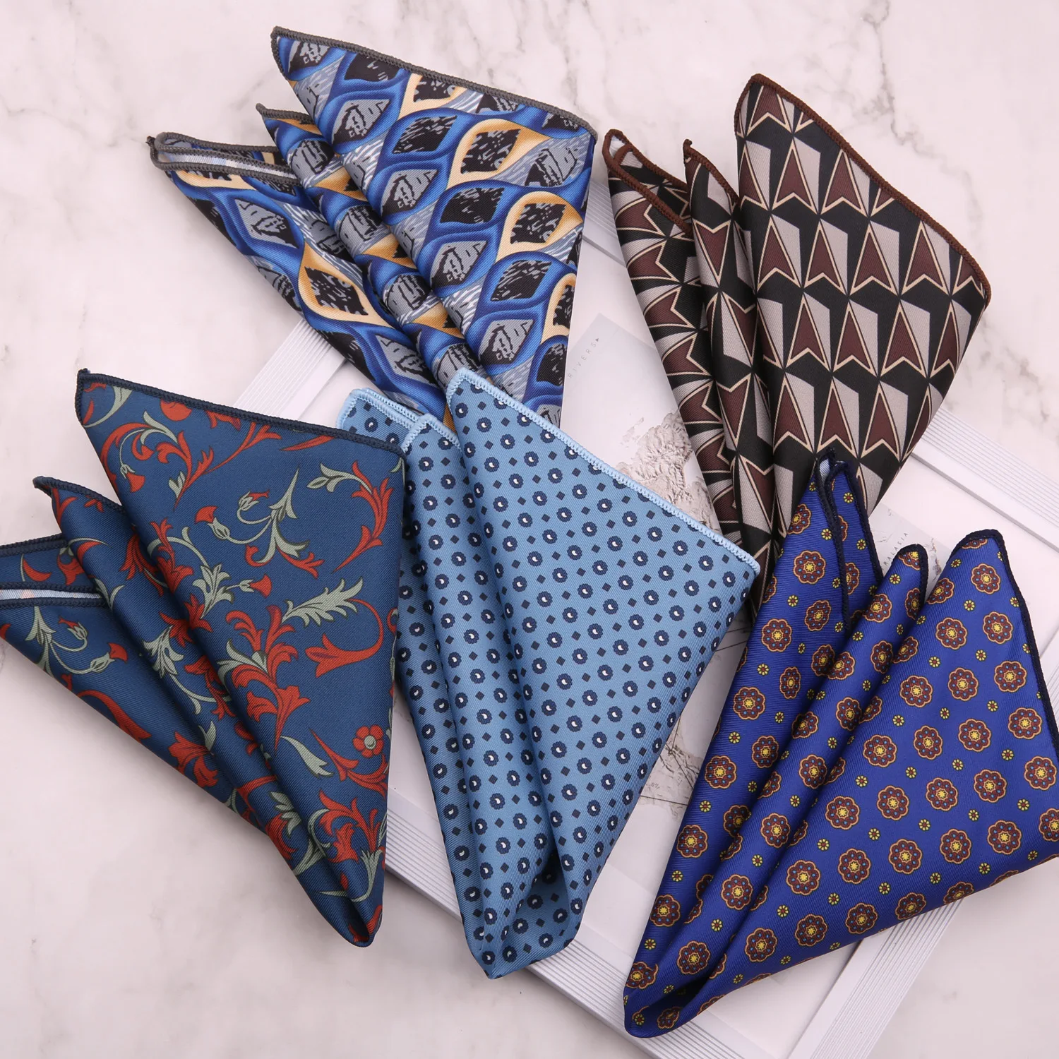 2Pcs Men's Pocket Towel Breast Handkerchief Business Suit Groom Digital Single-sided Printed Large Square