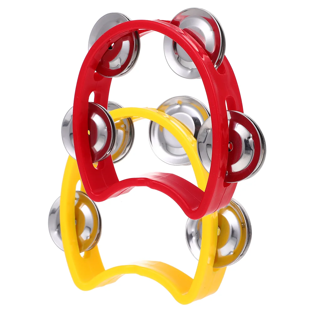 2 Pcs Bell Ring Embellishments Durable Handheld Bells Percussion Handbells Tambourine Toys Plastic Musical Party Props Child