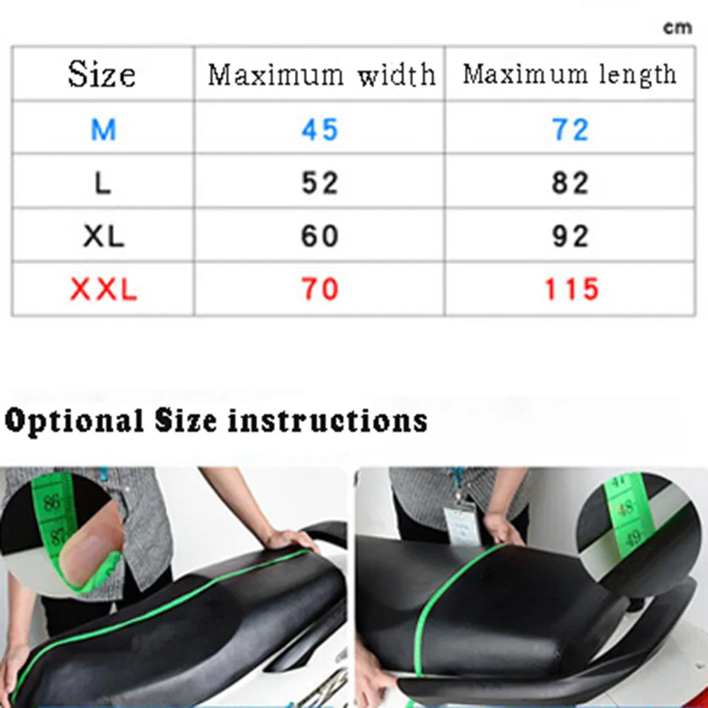 Motorrad Regen Sitz bezug Aufbewahrung tasche flexible wasserdichte Sattel bezug schwarz 210d Oxford Tuch 45x72cm 52x82cm 60x92cm 70x115cm