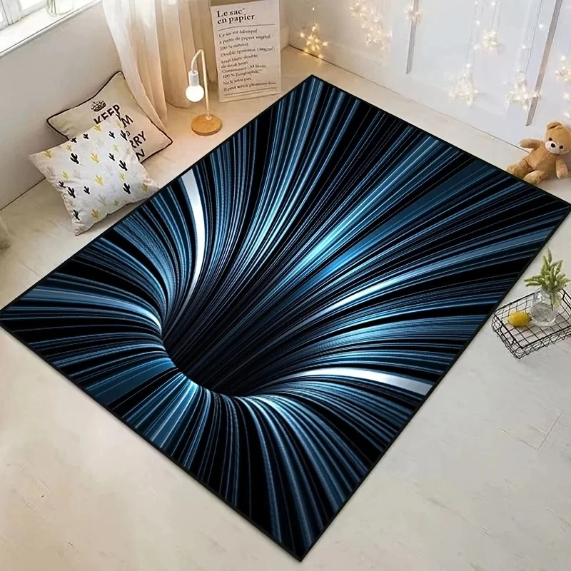 1Pc Striped Pattern Anti-slip Door Mat Modern Polyester Indoor Outdoor Rug For Home Decor 3D Vortex Illusion Carpet Floor Mats