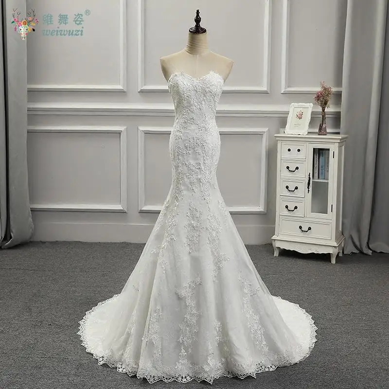 

2025 New French Style Mermaid Tail Bridal Wedding Dress Sweet Strapless Lace Embroidered High Waist Slimming Wedding Dress