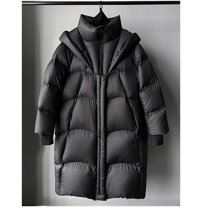 Black Thicken Down Jacket Women 2023 New Winter Loose Hooded 90White duck down Bread Coat Female Long Parkas Warm Snow Jackets