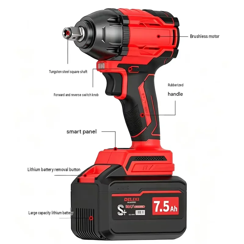 Brushless Electric Rechargeable Impact High-Torque Lithium Battery Automotive Repair Air Scaffolder Socket Wrench Set