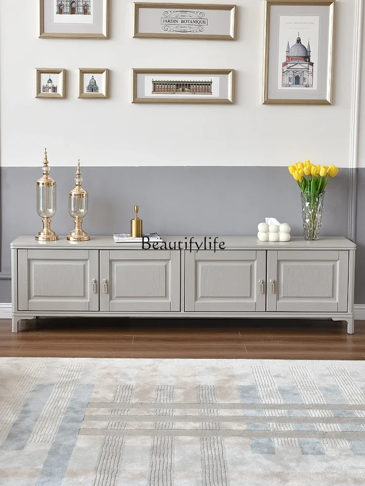 

pg45American Light Luxury Solid Wood TV Cabinet Post-Modern Minimalist Solid Wood Floor Cabinet Bedroom Living Room