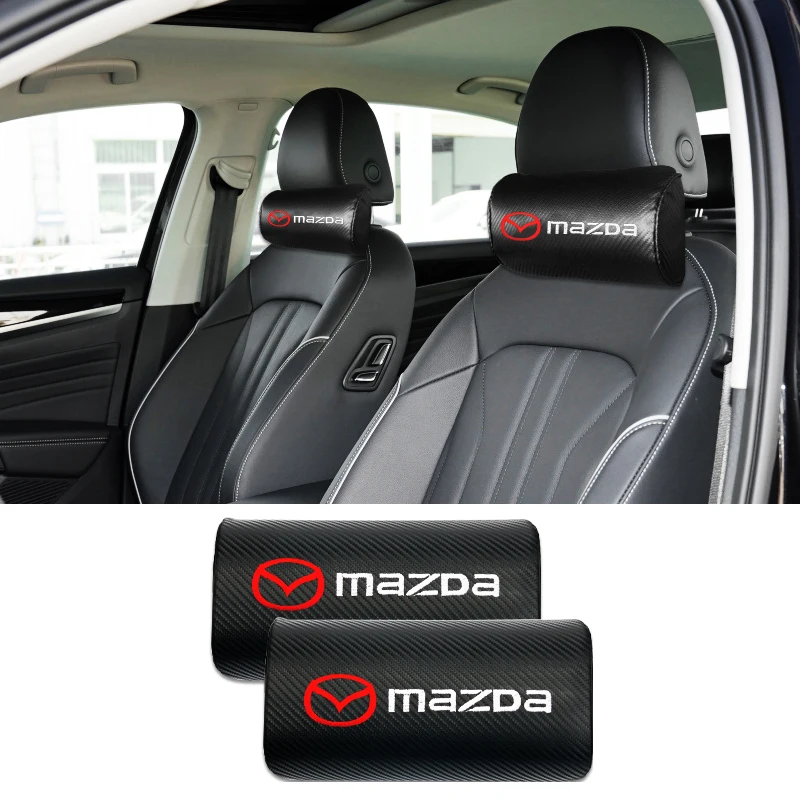 1/2PCS Car Neck Pillow PU Leather Single Head Pillow Cover Car Headrest Seat Accessories For Mazda 3 Bk 6 Gh CX 5 2 90 30 50