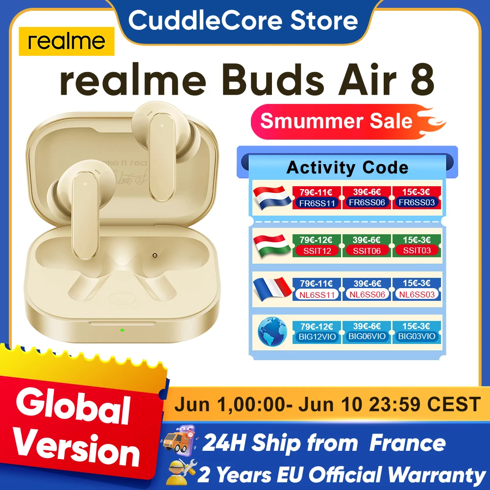 Realme Buds air 8 Bluetooth helmet for realme 16 Pro plus realme GT 8 pro ai helmet assistant 55db 58 hours battery life