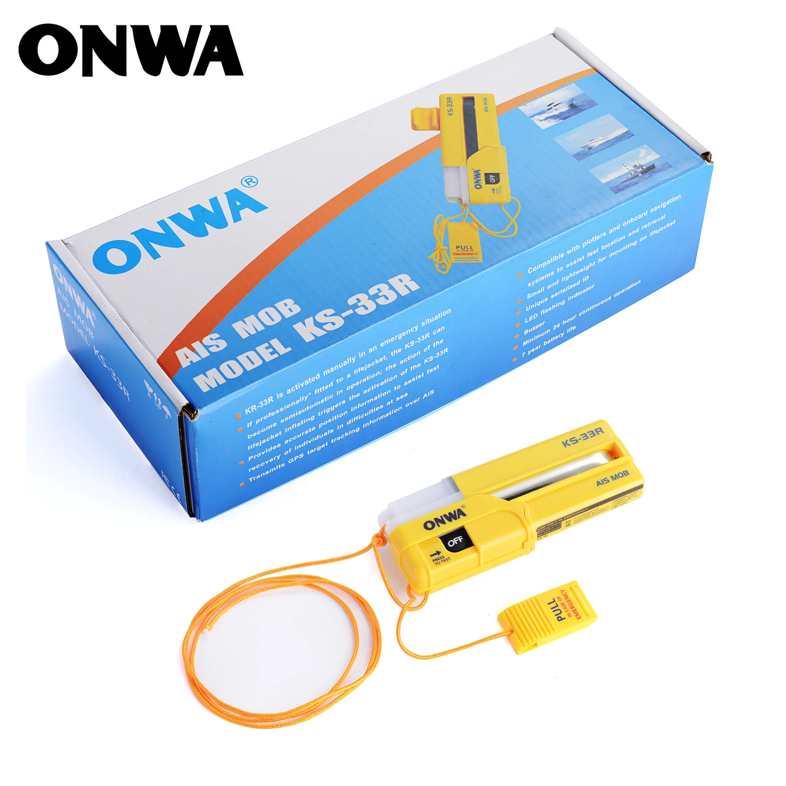 ONWA KS-33R AIS-MOB Personal Locator Beacon  Smartfind AIS MOB Tracker Transmits GPS Target Tracking Information