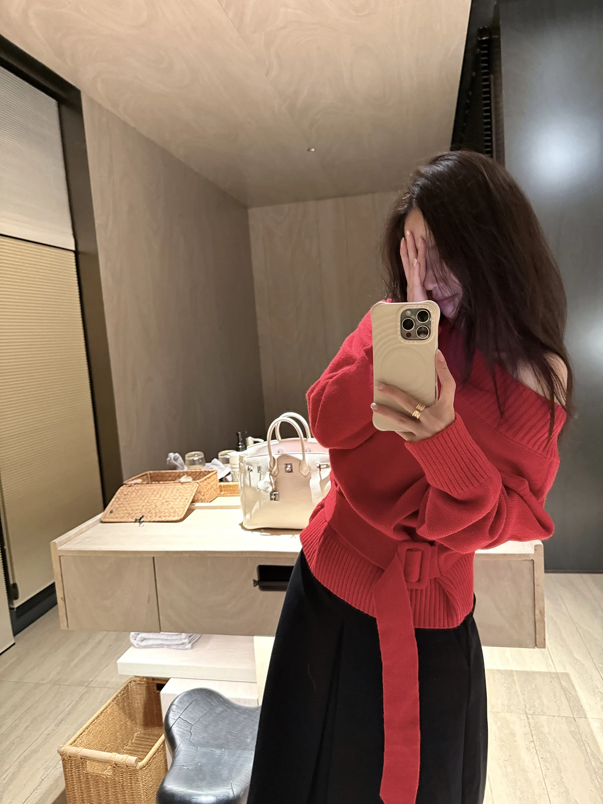 

Ele Long Sve Knitted Sweater Thiened Momenthome Soft Noodle Feeling Belt Design oulder Stretchable Overhead Girl's...