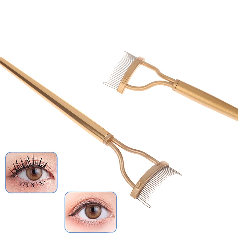 Gouden Wimper Separator Metalen Tanden Rechte Wimperkruller Makeup Roestvrij Wimperborstel Kam Mascara Krul Make-Up Tool