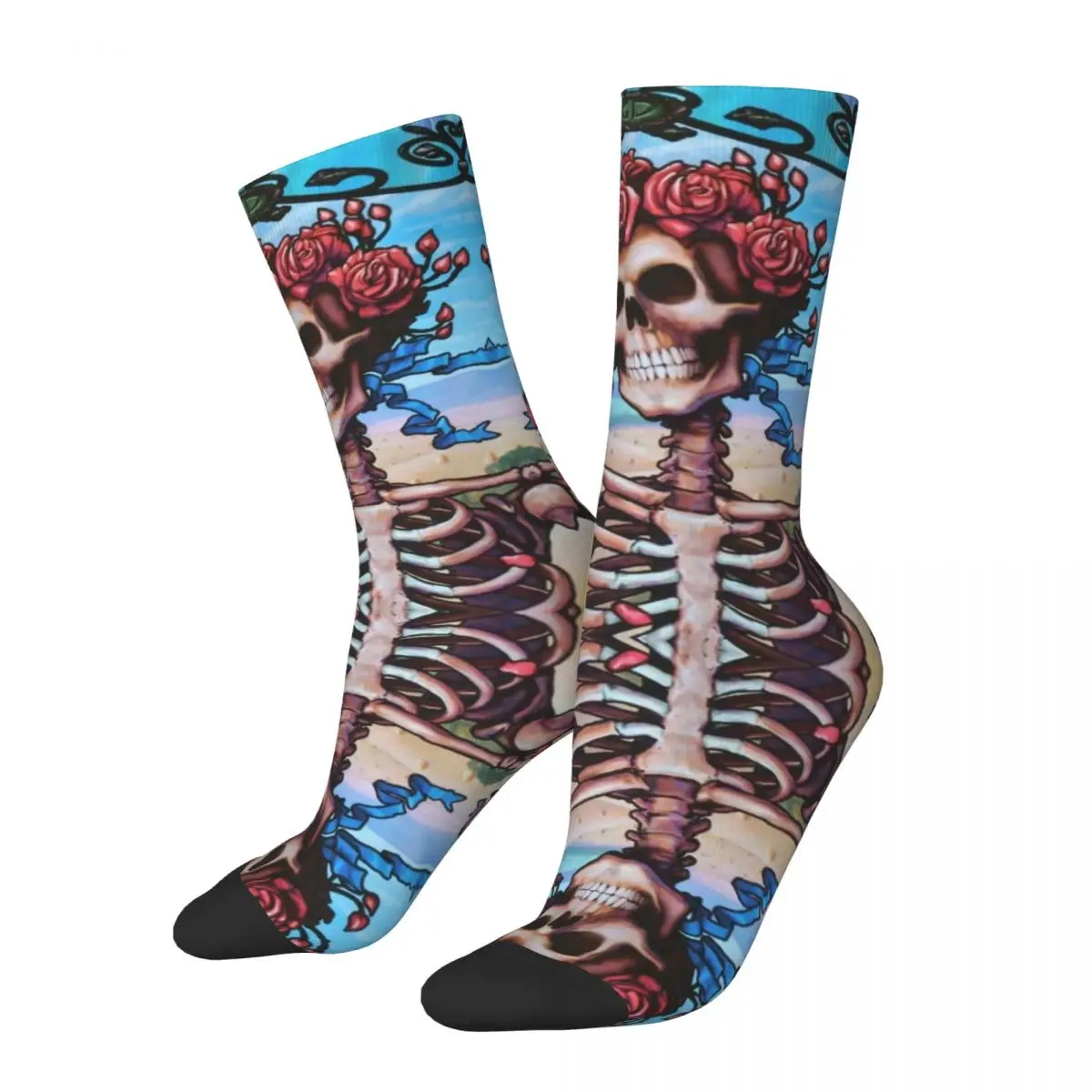 Hip Hop Retro Tie Dye Dead Crazy Men's Compression Socks Unisex Romantic Skull Harajuku Seamless Printed Novelty Crew Sock