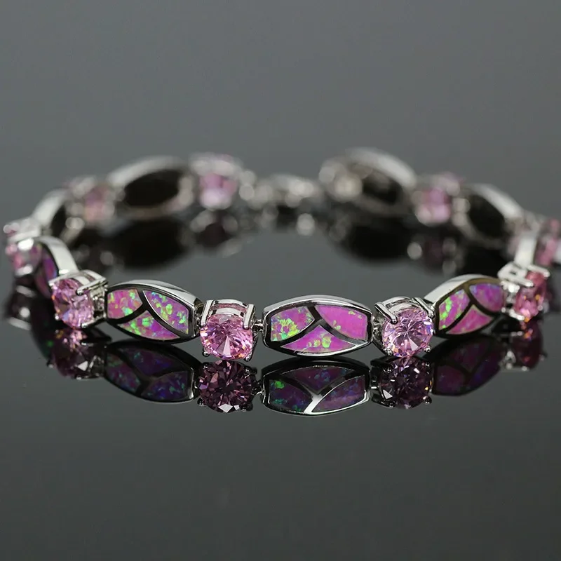 

JLB-008 Hot Sale Vivid Purple Opal Gem Bracelets For Women Silver Plated Bracelets & Bangles Wedding Jewelry Lovers Gift