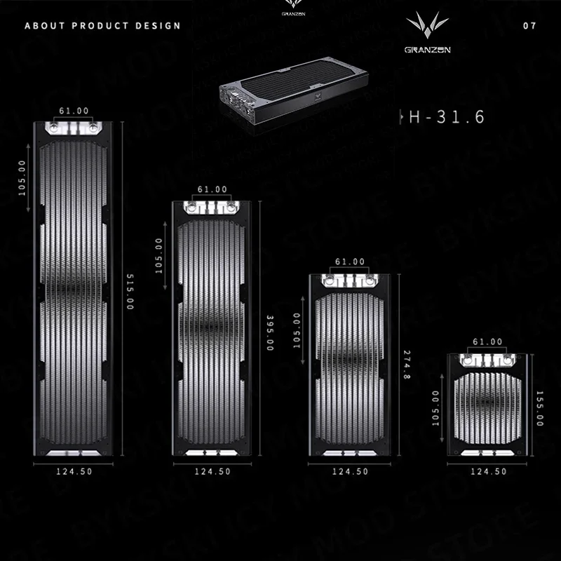 Bykski Granzon 30mm Thin Radiator 120/240/360/480, 120mm Fan Computer Water Cooling Liquild Cooler Row