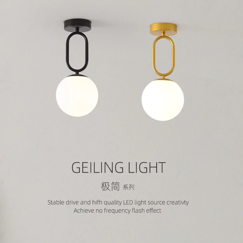 

Modern Glass Ceiling Lamp Nordic Black Gold LED Ceiling Lights Highquality Glass Lamps Hallway Bedroom Bedside Lighting Fixtures