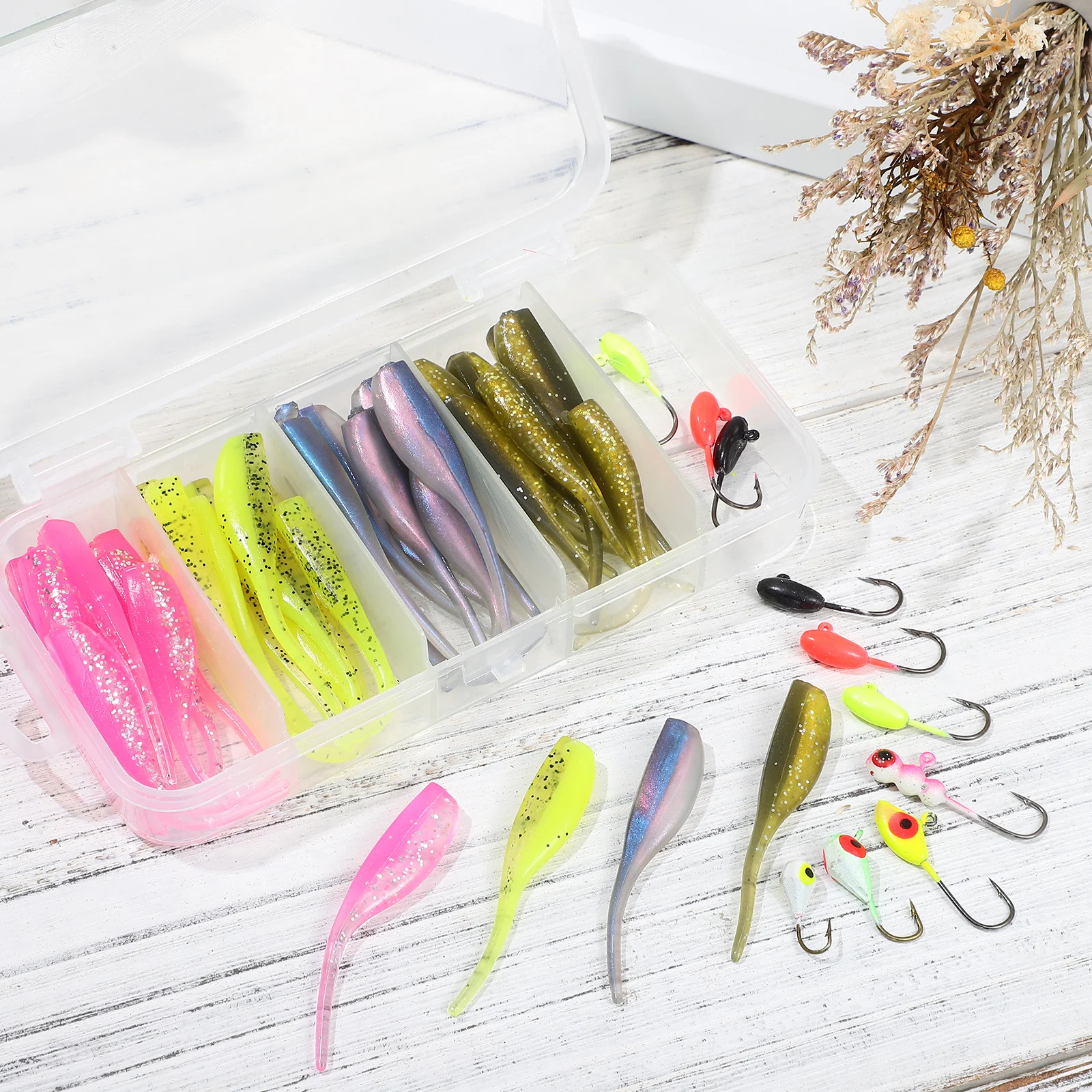 

40 Pcs Fishing Bait Soft Tackle Set Baits Gear and Equipment Lures Tool Bass Kit Child