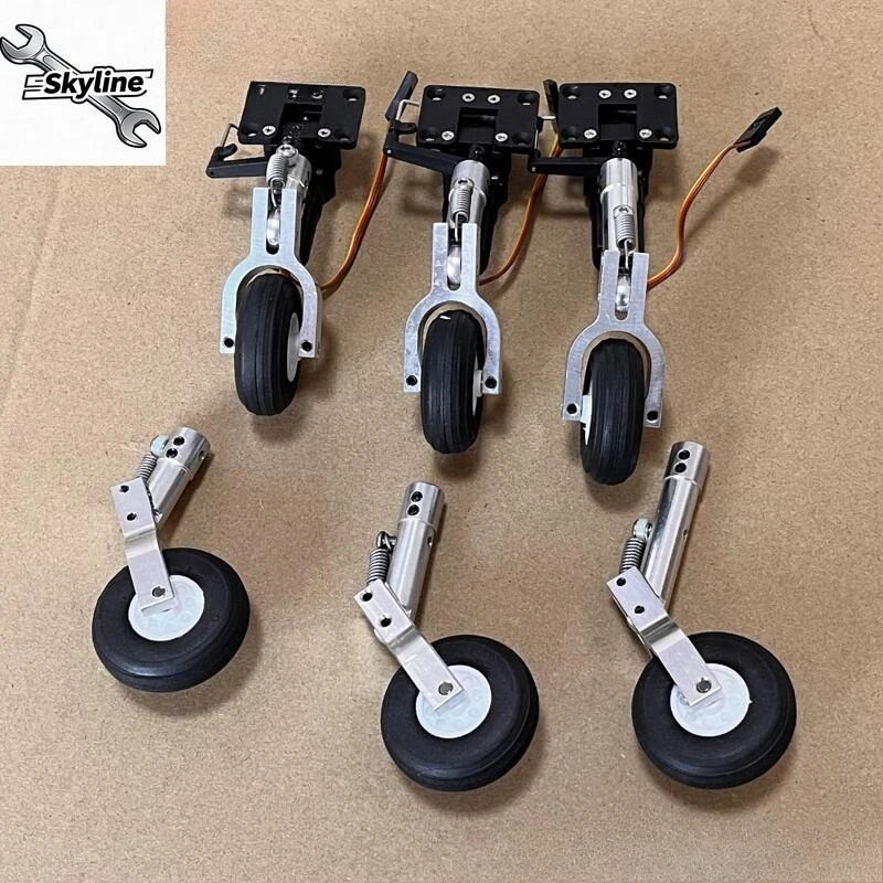 Height 65 75 85mm Mini Spring Kneeling Landing Gear 1.5inch Wheel Damping Nose Retractable Part RC Model Aircraft EDF Plane
