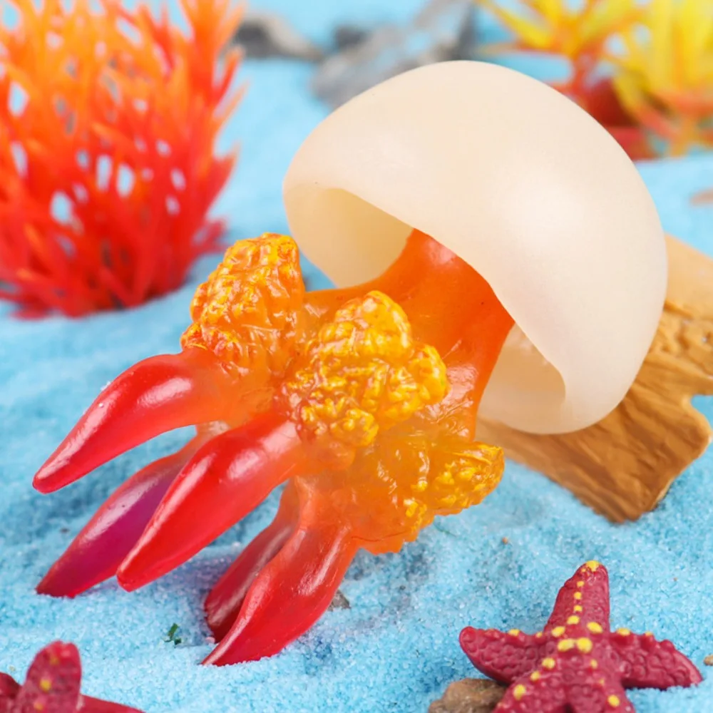 Estatuilla de animales del océano realista, medusas, estrella de mar, Coral, anémonas, modelo de vida marina, colección de figuras de acción, juguetes educativos para niños