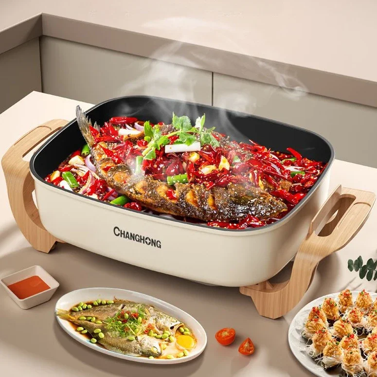 electric wok household shabu-shabu all-in-one electric steamer dormitory hot pot electric wok chafing dish