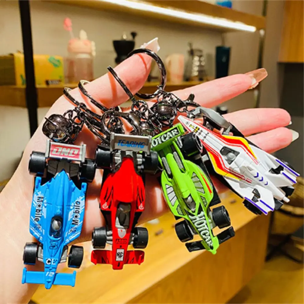 

Cartoon F1 Racing Car Model Keychain Alloy Car Key Ring Boys Girls Schoolbag Pendant Key Chain Gift