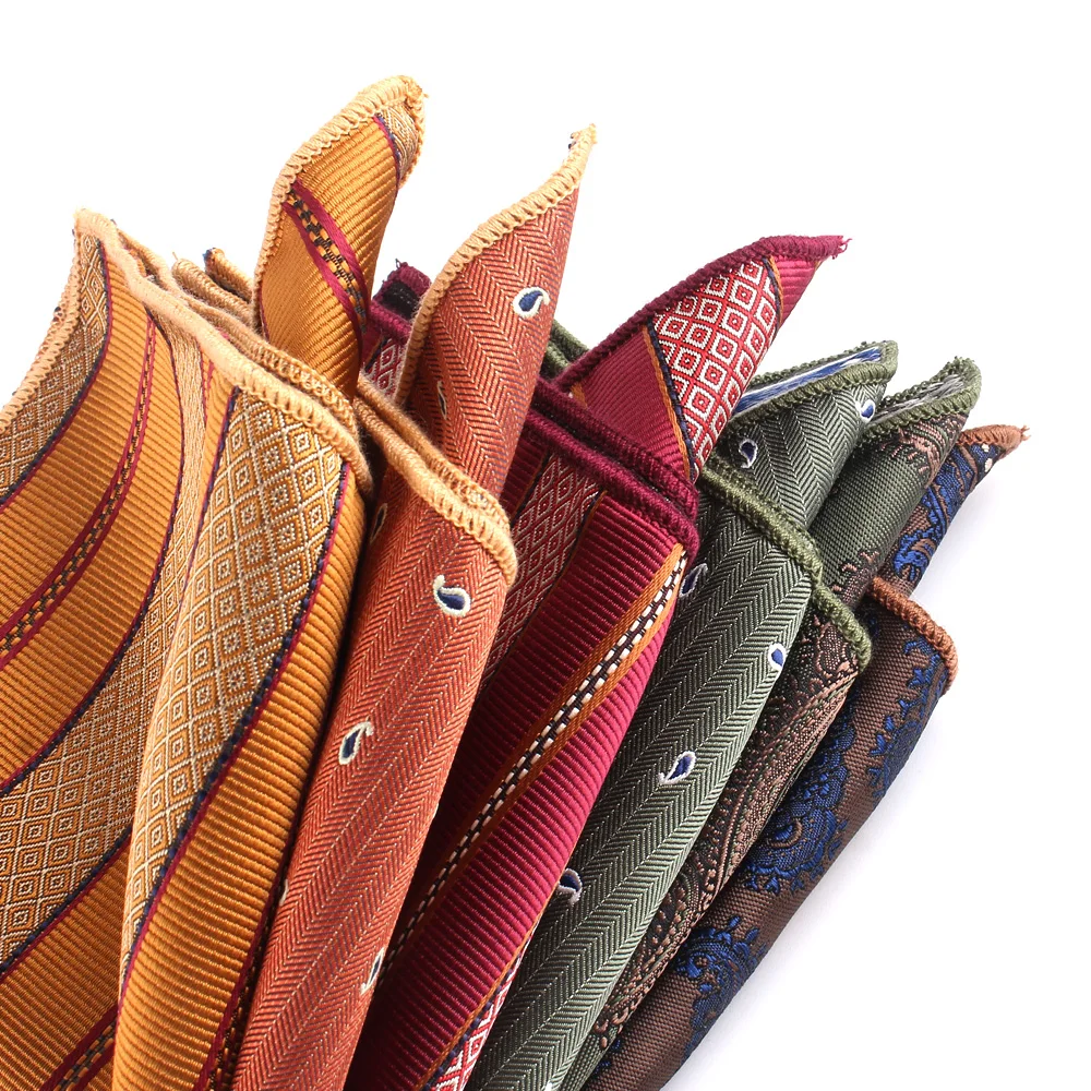 Orange Color Pocket Square For Men Women Striped Chest Towel Hanky Gentlemen Hankies Men's Handkerchief Suits Pocket Towel Gifts