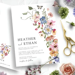 20pcs Country Wedding Invitation, Personalized Wedding Invitation Card, Wedding Invitations for Elegant Wildflowers