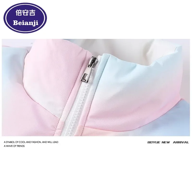 New design Cotton-padded men's small fresh gradient color thickened winter warm couple bread jacket parka hombre coat for men